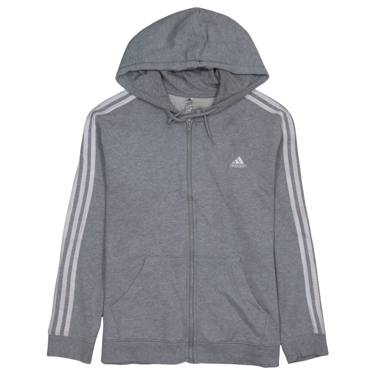 Adidas Womens Grey Full Zip Hoodie Size L 16-18 Hooded Sweatshirt