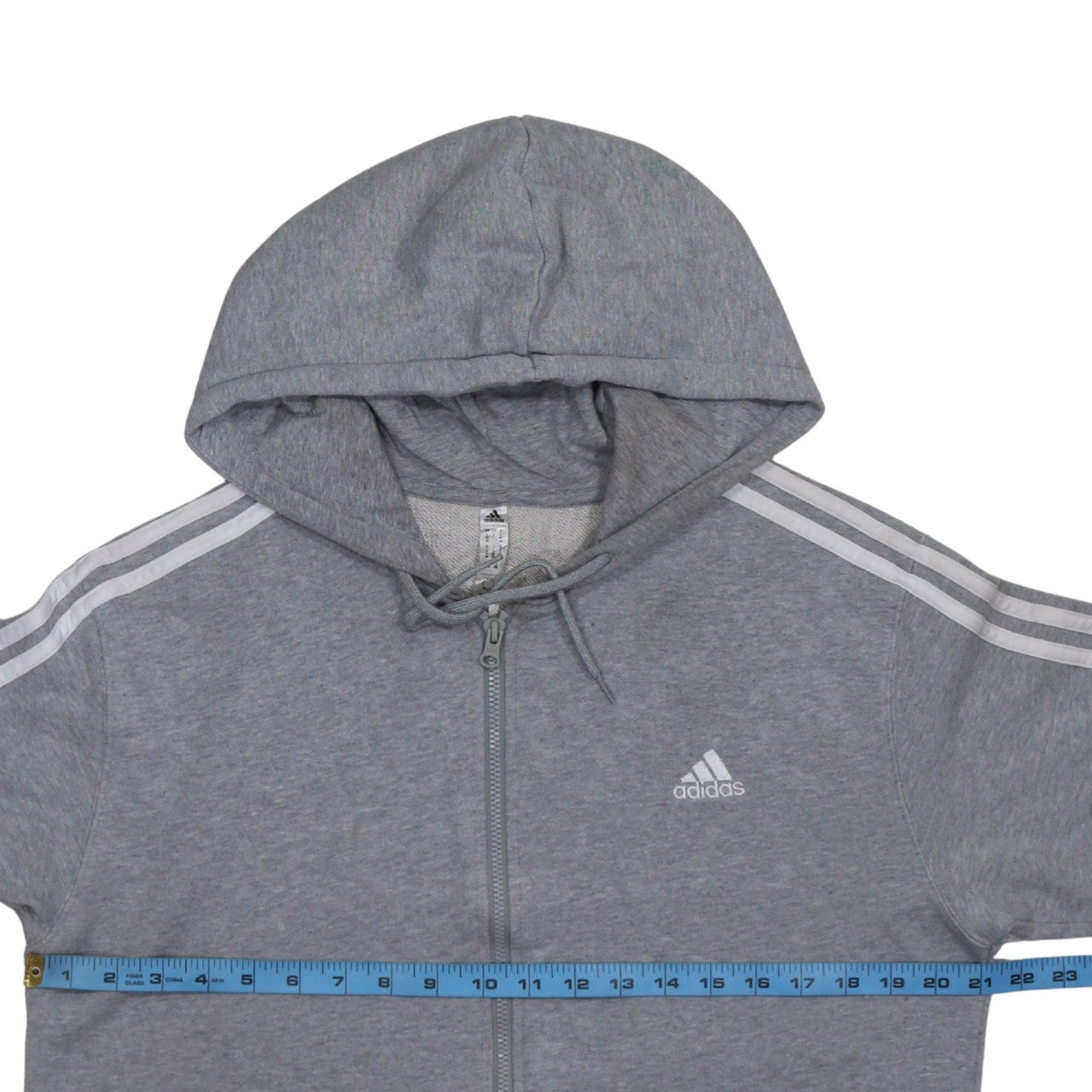 Adidas Womens Grey Full Zip Hoodie Size L 16-18 Hooded Sweatshirt