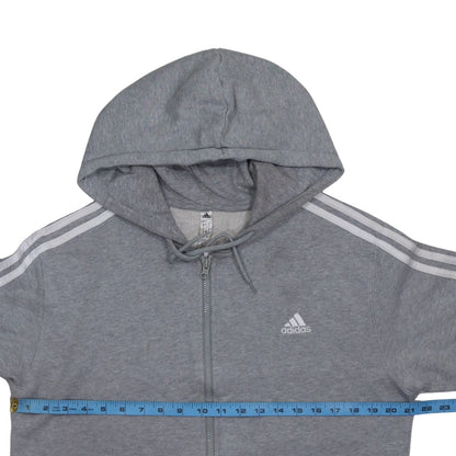 Adidas Womens Grey Full Zip Hoodie Size L 16-18 Hooded Sweatshirt