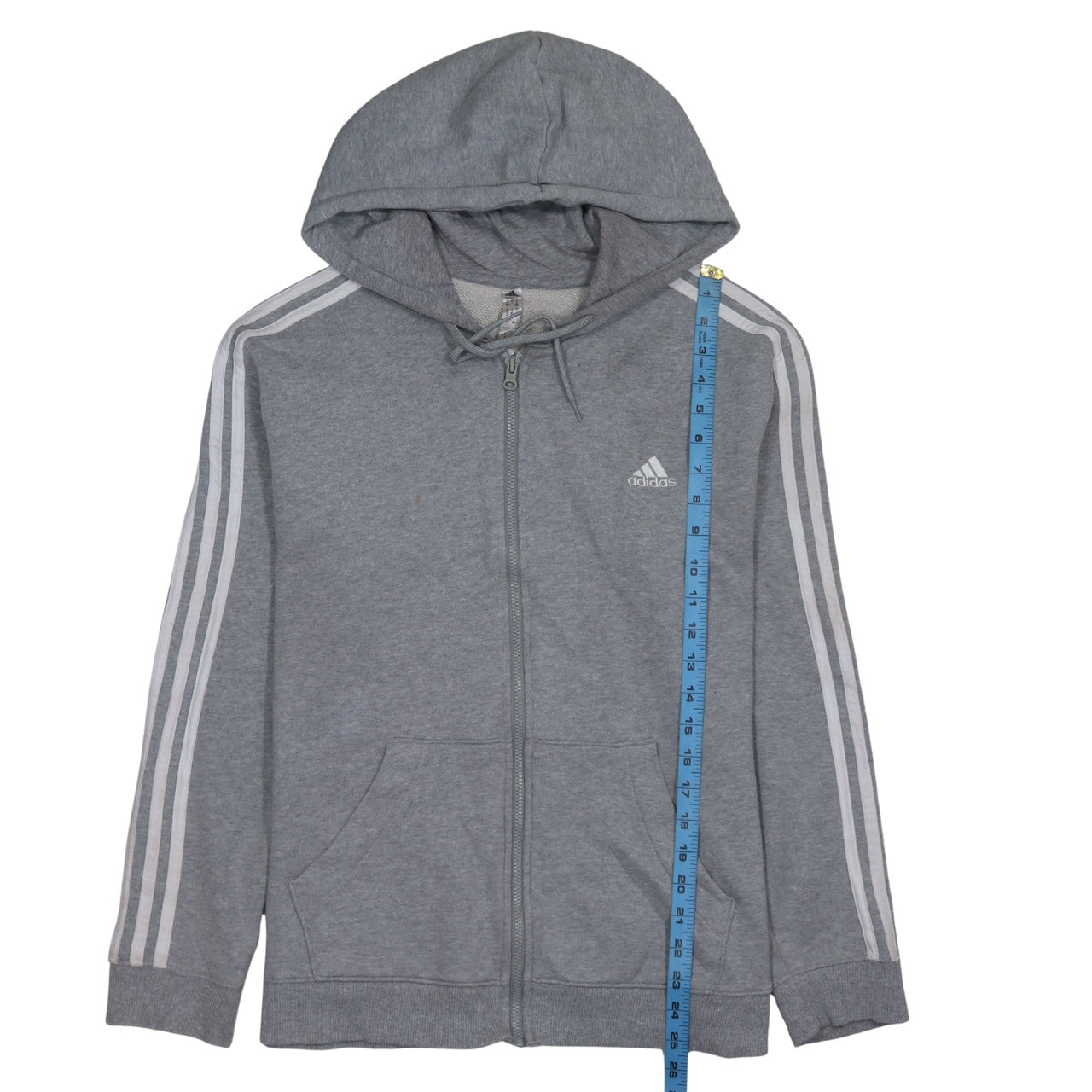 Adidas Womens Grey Full Zip Hoodie Size L 16-18 Hooded Sweatshirt