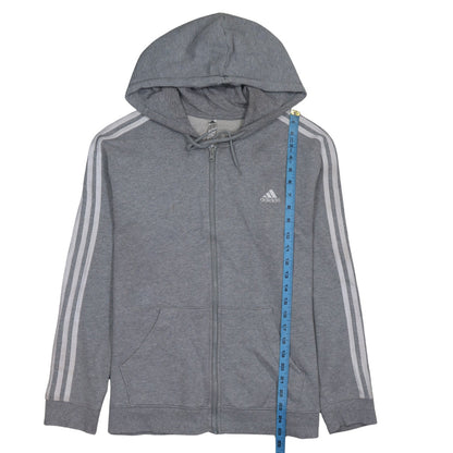 Adidas Womens Grey Full Zip Hoodie Size L 16-18 Hooded Sweatshirt
