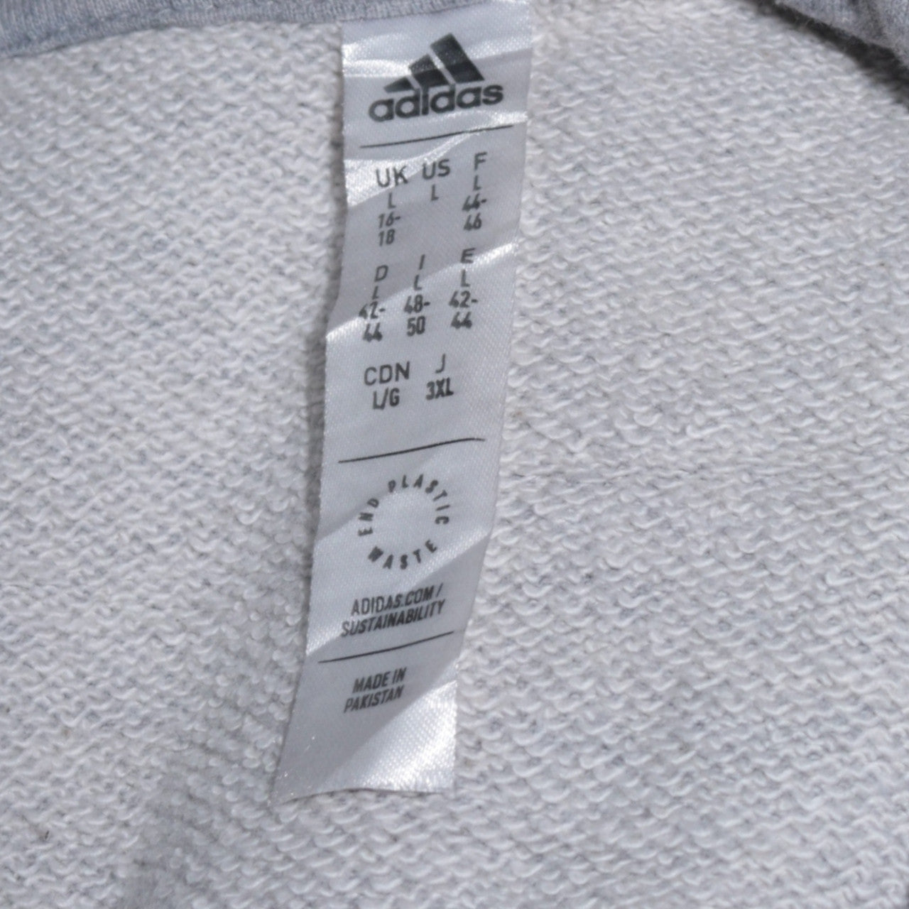 Adidas Womens Grey Full Zip Hoodie Size L 16-18 Hooded Sweatshirt