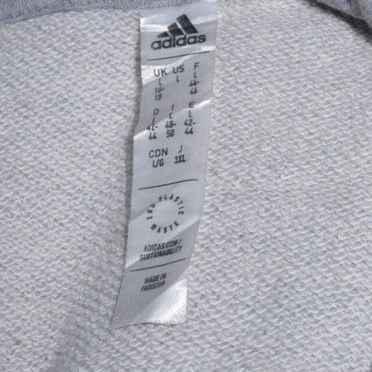 Adidas Womens Grey Full Zip Hoodie Size L 16-18 Hooded Sweatshirt