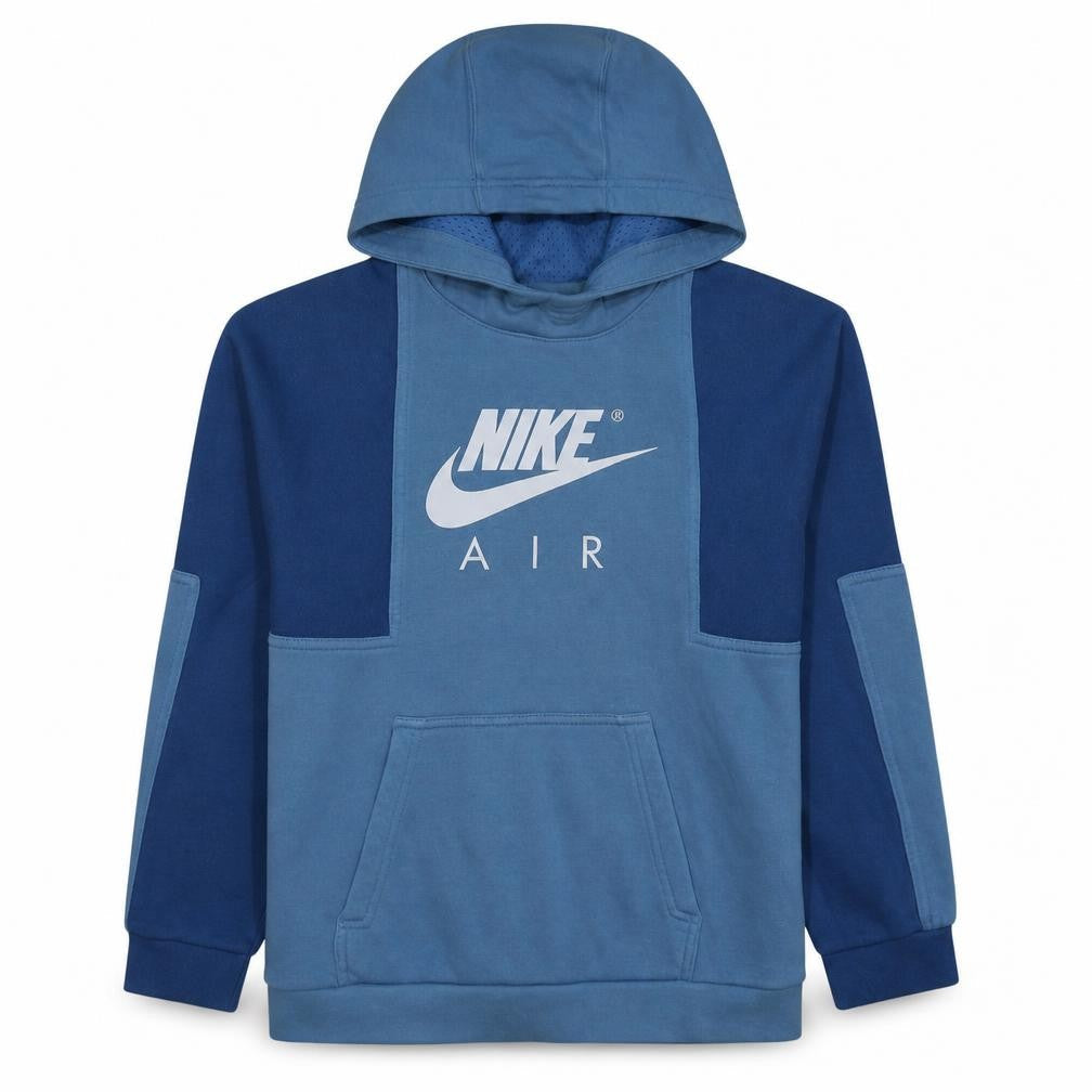 Front view of Nike boys’ blue xl pullover hoodie fleece sweatshirt logo hooded jumper