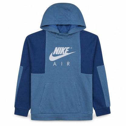 Front view of Nike boys’ blue xl pullover hoodie fleece sweatshirt logo hooded jumper