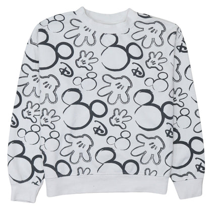 Disney Primark Care Women's White Mickey Mouse Print Sweatshirt XS