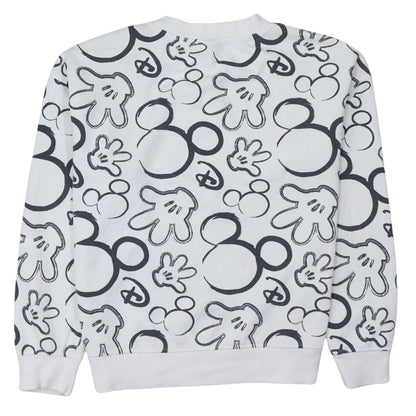 Disney Primark Care Women's White Mickey Mouse Print Sweatshirt XS
