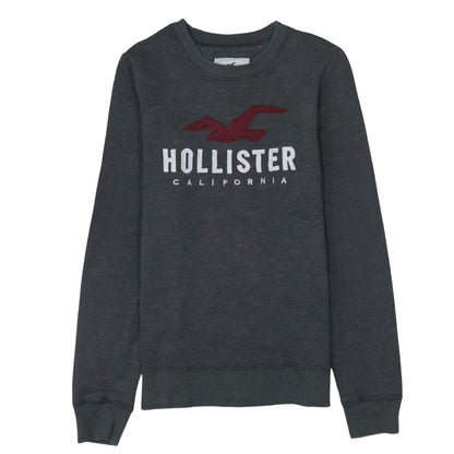 Hollister Men Grey XS Pullover Fleece Sweatshirt with Logo