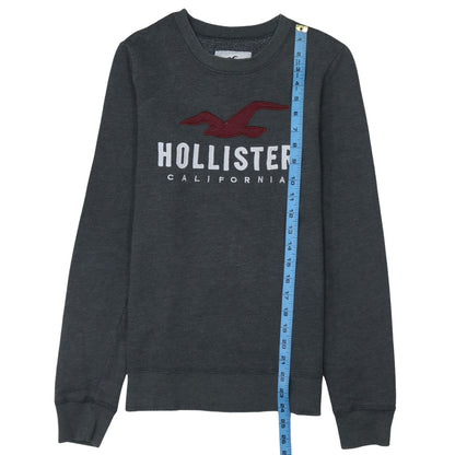 Hollister Men Grey XS Pullover Fleece Sweatshirt with Logo