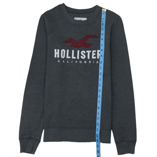 Hollister Men Grey XS Pullover Fleece Sweatshirt with Logo