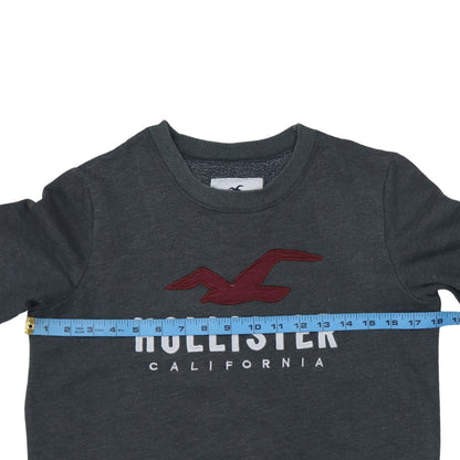 Hollister Men Grey XS Pullover Fleece Sweatshirt with Logo