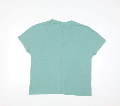 Dunnes Womens Green V-Neck Short Sleeve Basic Stretch T-Shirt Size 12