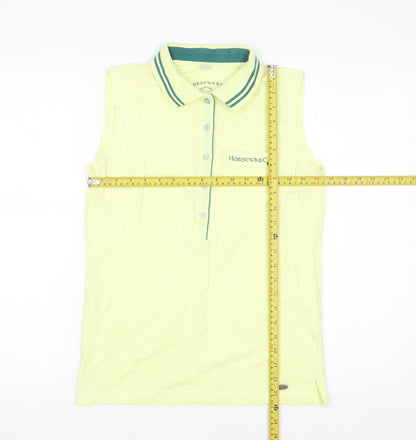 Horseware Womens Yellow Sleeveless Polo Shirt UK 12 Classic Fit