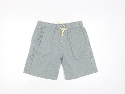 Uniqlo Boys Blue Striped Cotton Twill Drawstring Shorts 11-12 Years