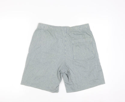 Uniqlo Boys Blue Striped Cotton Twill Drawstring Shorts 11-12 Years