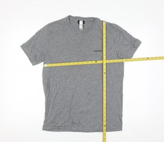 Diesel Men Grey Cotton Crew Neck Short Sleeve T-Shirt Size S