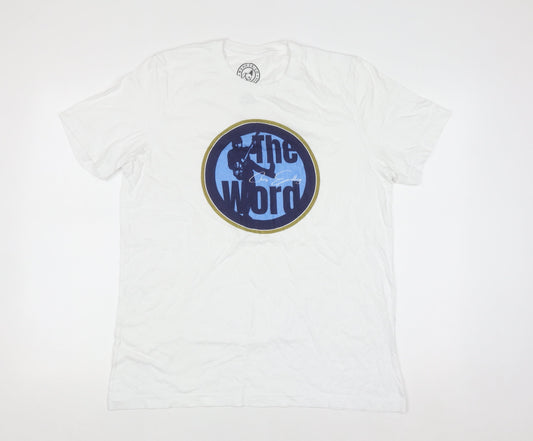 Binkie & Co The Word White Cotton Men's Graphic T-Shirt Size L