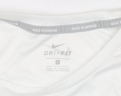 Nike Men's White 2XL Dri-FIT Running Sports T-Shirt