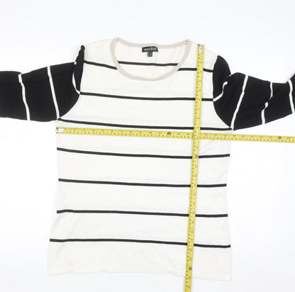 Marble Women’s Black & White Striped Pullover Jumper Size 12