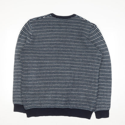 Dunnes Stores Men’s Blue Striped Crew Neck Pullover Jumper 2XL