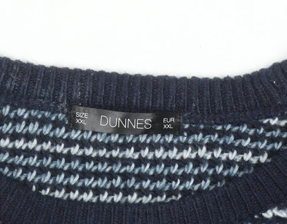 Dunnes Stores Men’s Blue Striped Crew Neck Pullover Jumper 2XL