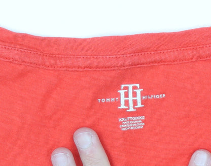 Tommy Hilfiger Women's Red 2XL Short Sleeve Cotton T-Shirt