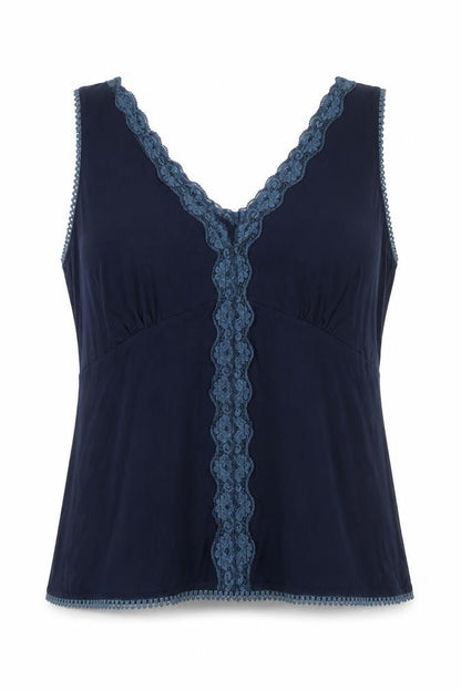 CHIANTI Women’s Blue Lace Trim Viscose Camisole Tank Top XL