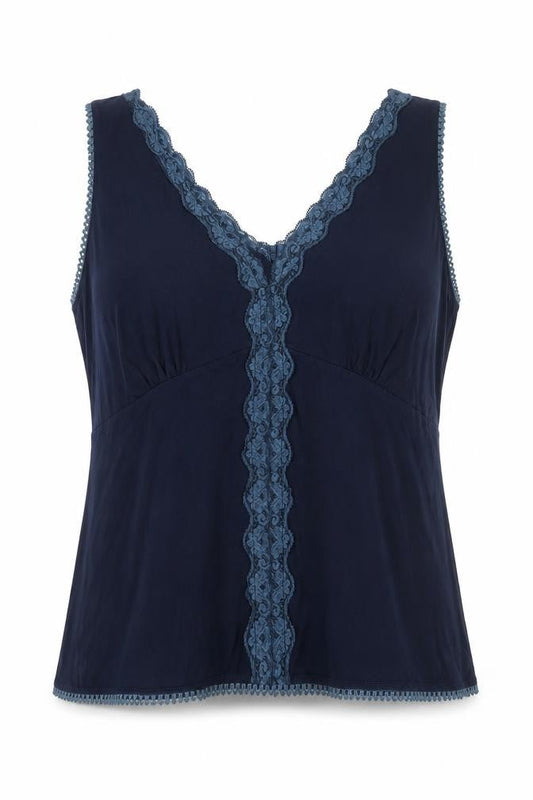 CHIANTI Women’s Blue Lace Trim Viscose Camisole Tank Top XL