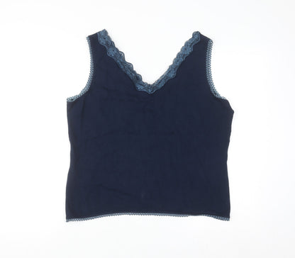 CHIANTI Women’s Blue Lace Trim Viscose Camisole Tank Top XL