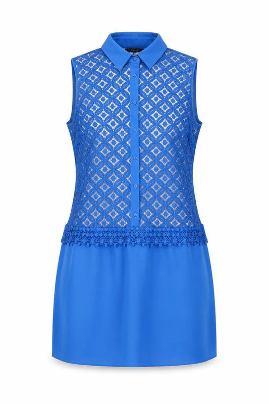 Coast Women’s Blue Lace Overlay Collared Shift Dress Size 16