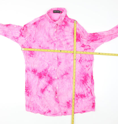 I Saw It First Womens Pink Tie-Dye Long Sleeve Button-Up Shirt Size 10