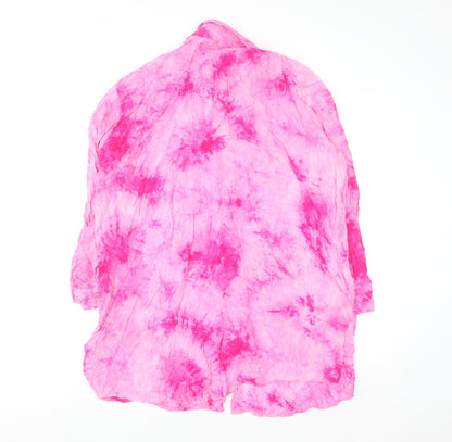 I Saw It First Womens Pink Tie-Dye Long Sleeve Button-Up Shirt Size 10