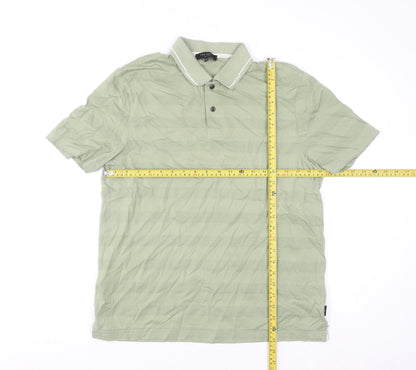 Ted Baker Men's Green Striped Short Sleeve Polo Shirt Size M