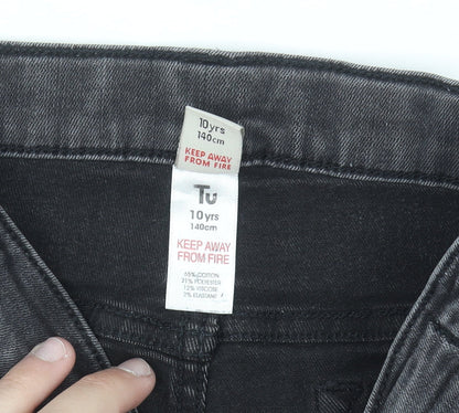 Tu Girls Grey Skinny Jeans 10 Years Cotton Blend Stretch Denim