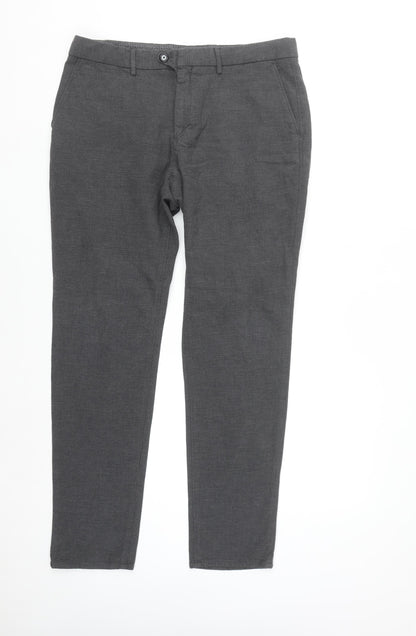 Massimo Dutti Men's Grey Slim Fit Chino Trousers Size 34