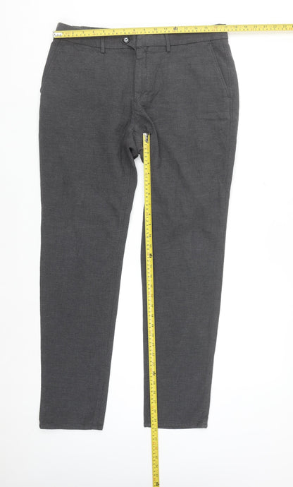 Massimo Dutti Men's Grey Slim Fit Chino Trousers Size 34