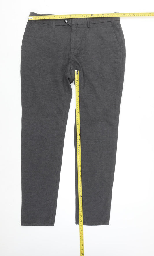 Massimo Dutti Men's Grey Slim Fit Chino Trousers Size 34