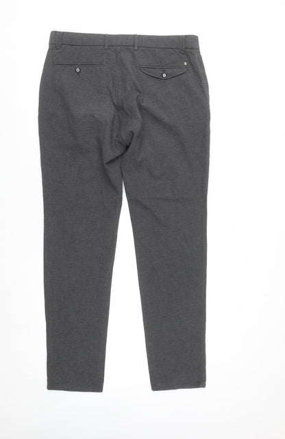 Massimo Dutti Men's Grey Slim Fit Chino Trousers Size 34