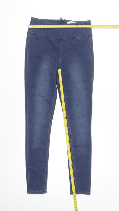 Pieces Women Blue High Waist Jegging L Soft Stretch Denim Look Leggings