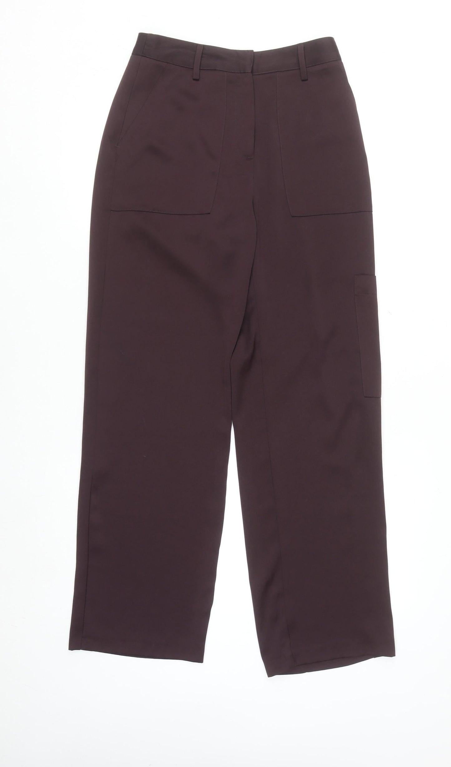 Topshop Women Brown Cargo Trousers Size 8 Regular Straight Leg