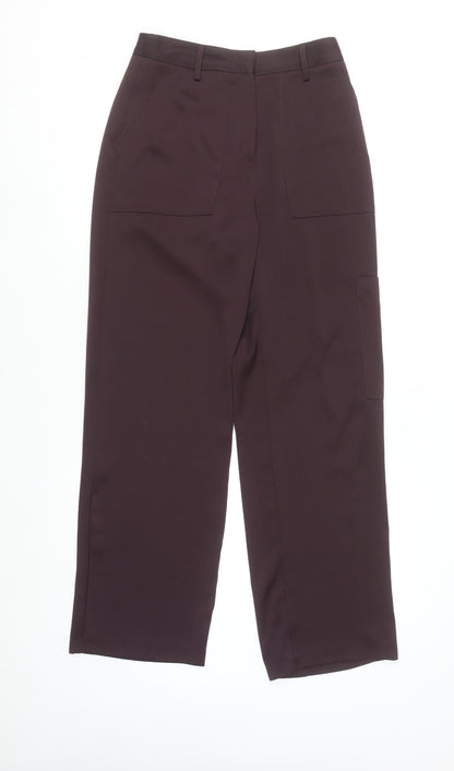 Topshop Women Brown Cargo Trousers Size 8 Regular Straight Leg