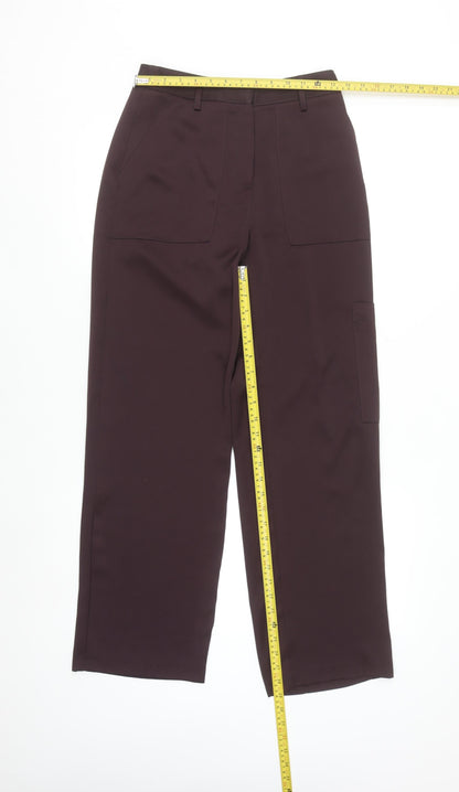 Topshop Women Brown Cargo Trousers Size 8 Regular Straight Leg