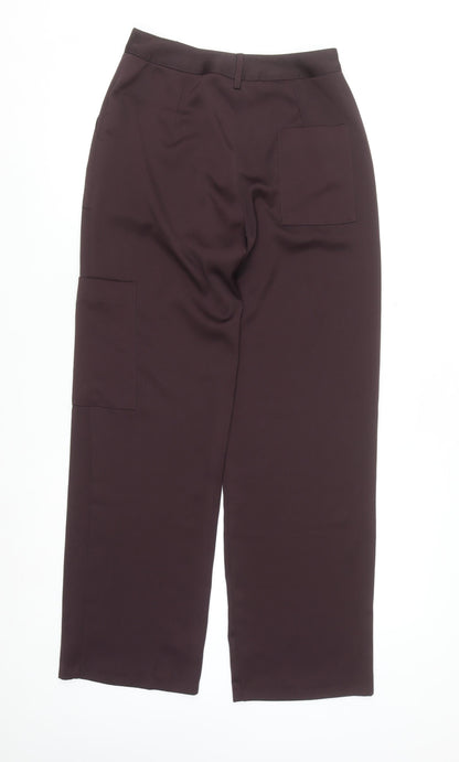 Topshop Women Brown Cargo Trousers Size 8 Regular Straight Leg