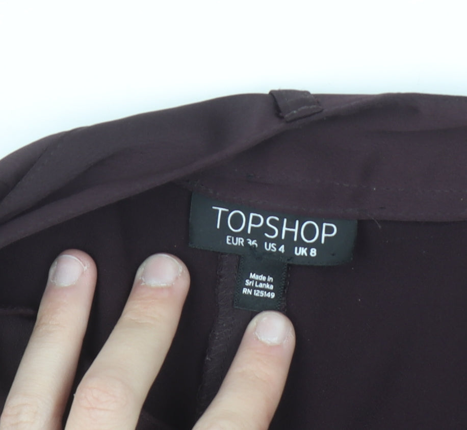 Topshop Women Brown Cargo Trousers Size 8 Regular Straight Leg