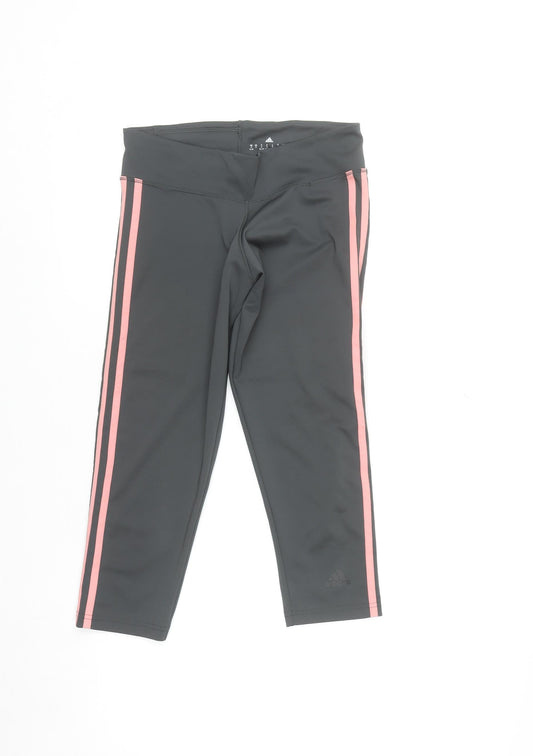 Adidas Womens Black Pink Capri Leggings Climalite Size S 8-10