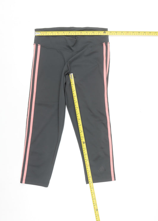 Adidas Womens Black Pink Capri Leggings Climalite Size S 8-10