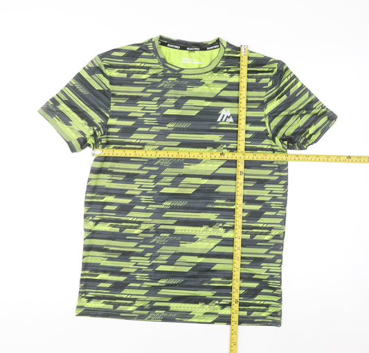 Montirex Men's Green Geometric Sports T-Shirt Size S