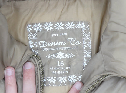 Denim Co Women Beige Size 16 Puffer Jacket Nylon Winter Coat