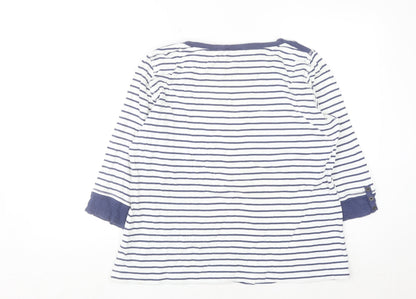 Brandtex Women White Blue Striped Pullover Sweatshirt XL Long Sleeve