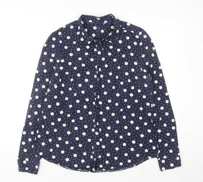 Boden Women's Blue Polka Dot Cotton Button-Up Shirt Size 14